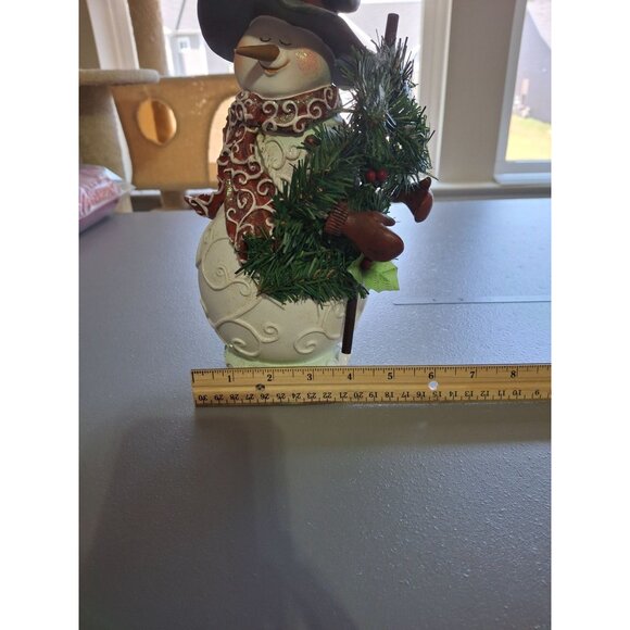 Christmas Holiday Resin Snowman Figurine  10 in Hat Scarf Holiday Decoration - Picture 7 of 8